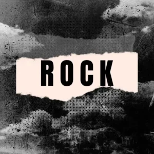 Rock logo met rocks achtergrond voor vinyl, lp's en platen