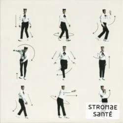 De iconische en artistieke hoes van de 7-inch vinyl single 'Santé' door Stromae, uitgebracht op zijn eigen label Mosaert
