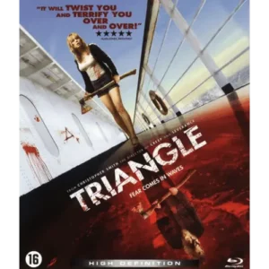 De mysterieuze hoes van de Blu-ray 'Triangle', een psychologische horrorfilm die zich afspeelt op een verlaten cruiseschip